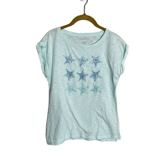 Talbots Blue Starfish Print T Shirt Petite - Picture 1 of 4